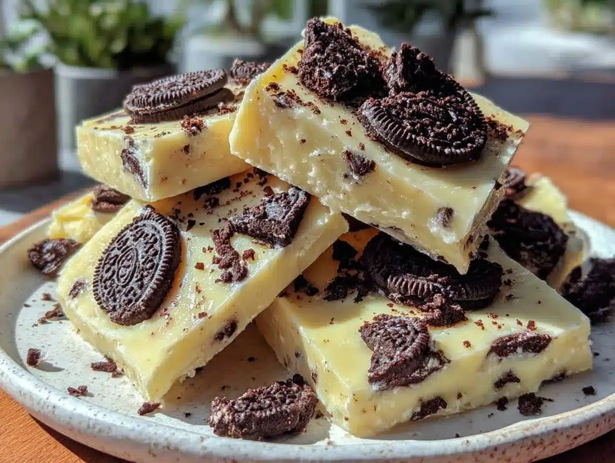 creamy cookies and cream frozen yogurt bark preparation steps