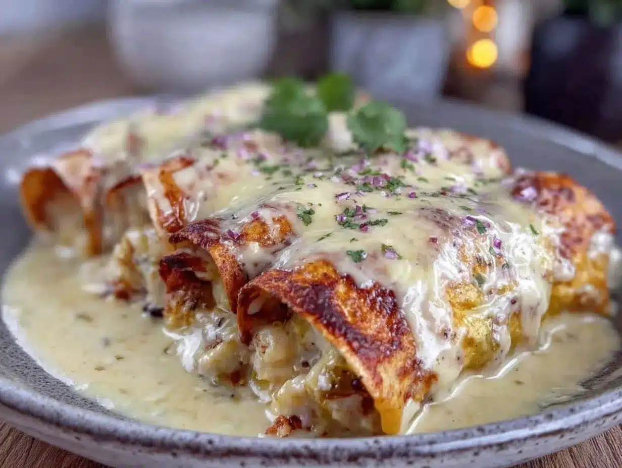 Creamy Hatch Green Chile Chicken Enchiladas preparation steps