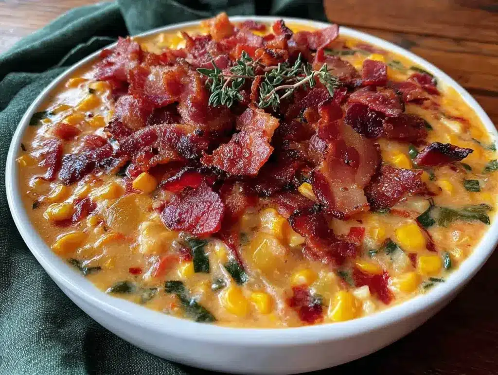 creamy roasted hatch chile corn chowder - featured image