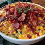 creamy roasted hatch chile corn chowder - featured image