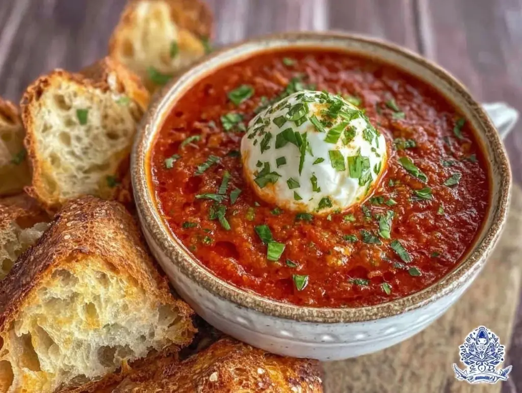 creamy roasted tomato basil soup - featured image