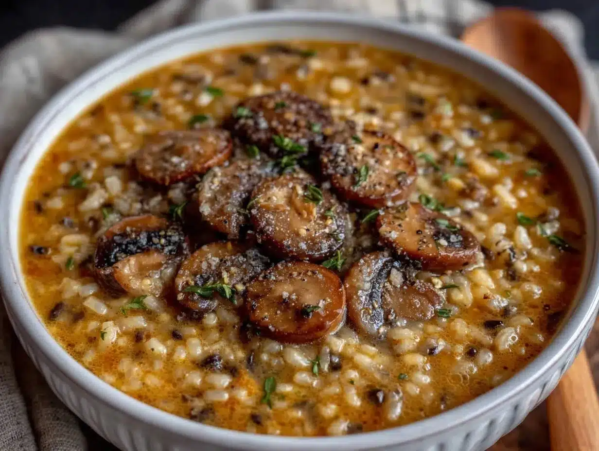 creamy slow cooker wild rice and mushroom soup preparation steps