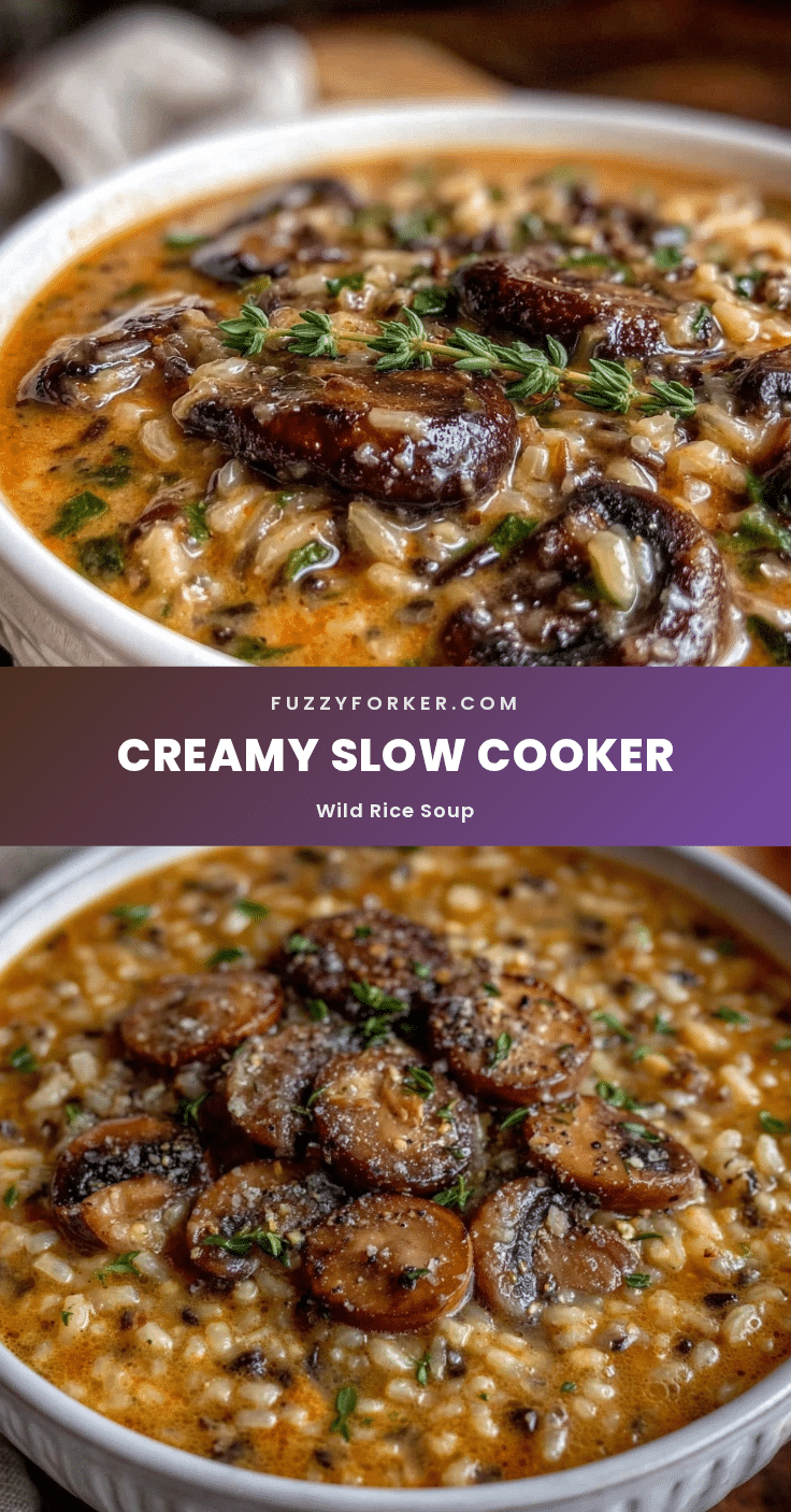 creamy slow cooker wild rice and mushroom soup recipe