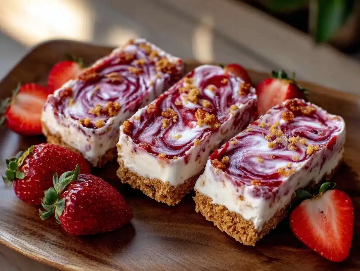 creamy strawberry cheesecake ice cream bars preparation steps