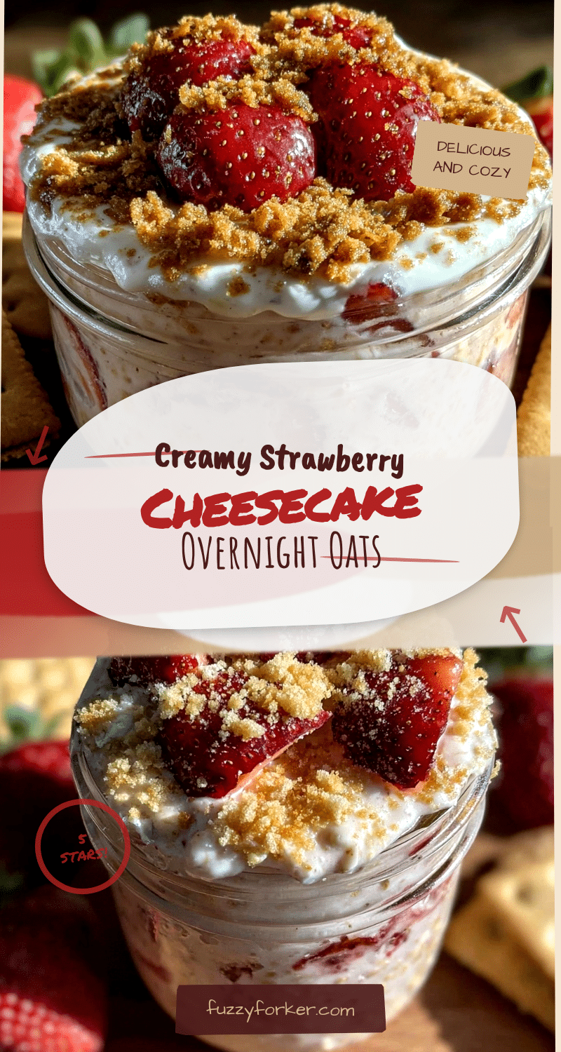 creamy strawberry cheesecake overnight oats recipe