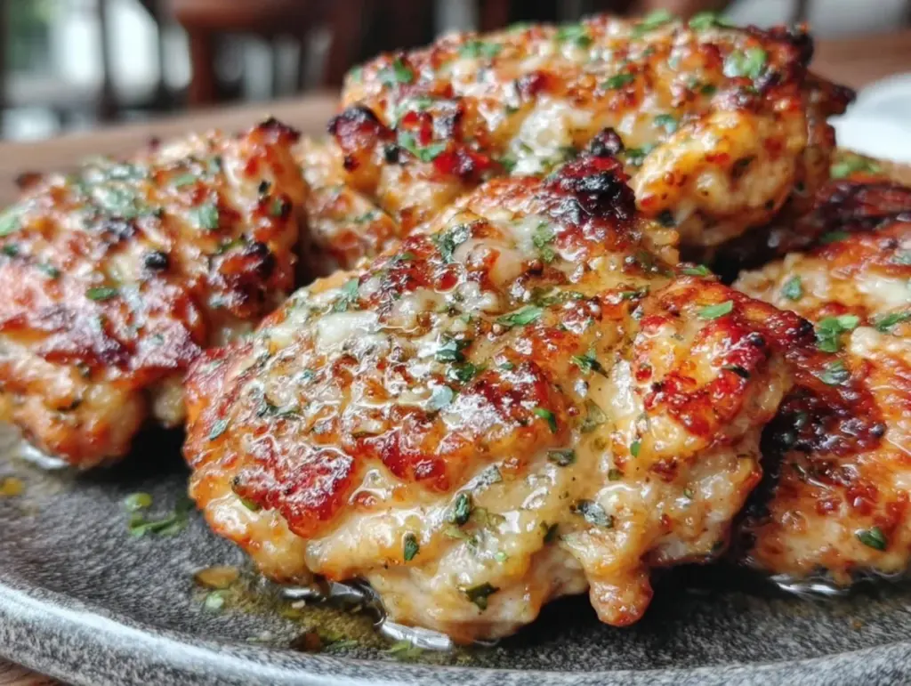 crispy baked garlic parmesan chicken thighs - featured image