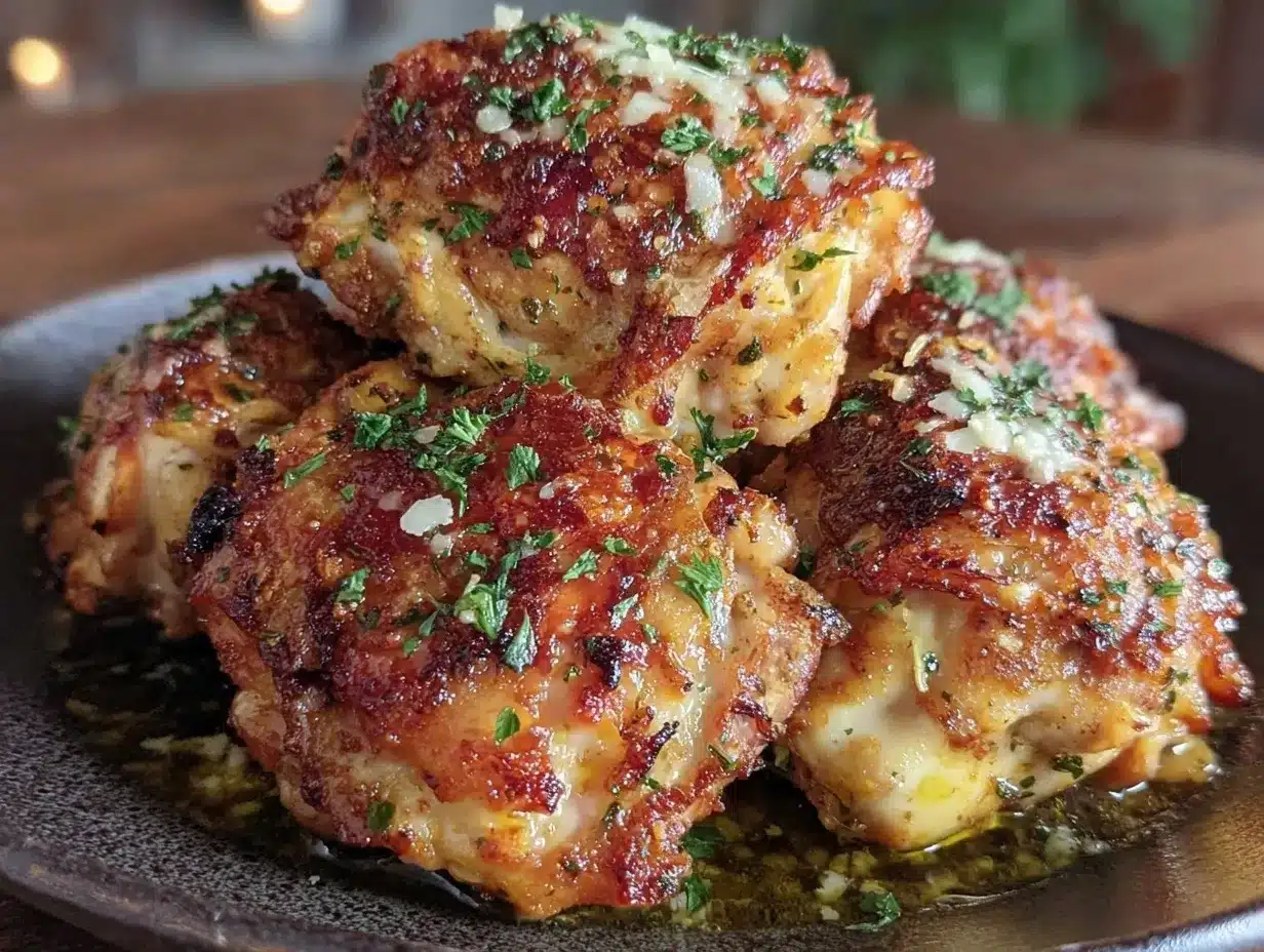 crispy baked garlic parmesan chicken thighs preparation steps