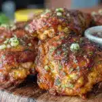 crispy garlic butter air fryer chicken thighs - featured image