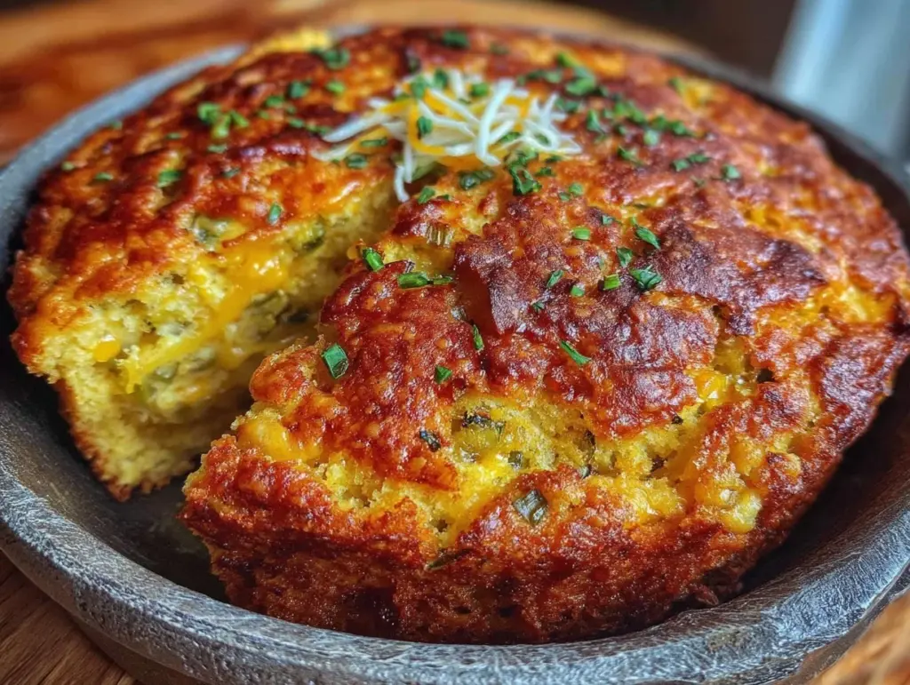 crispy green chile cheddar cornbread - featured image
