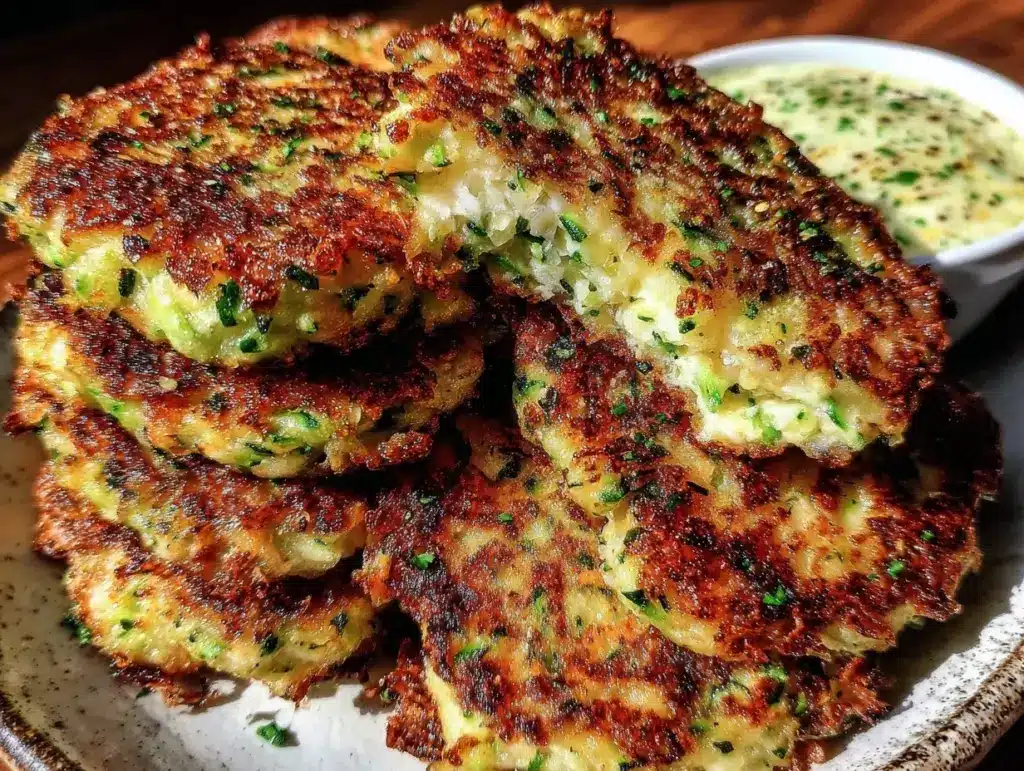 crispy zucchini fritters - featured image