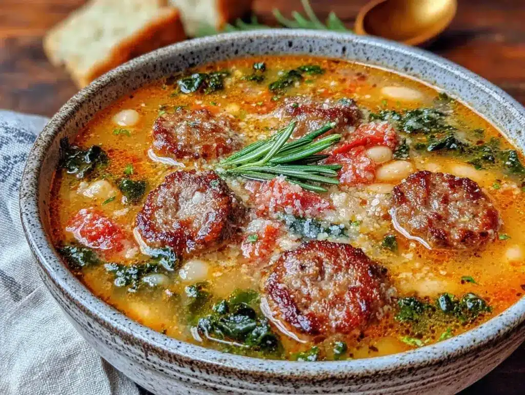 crockpot tuscan white bean and sausage soup - featured image