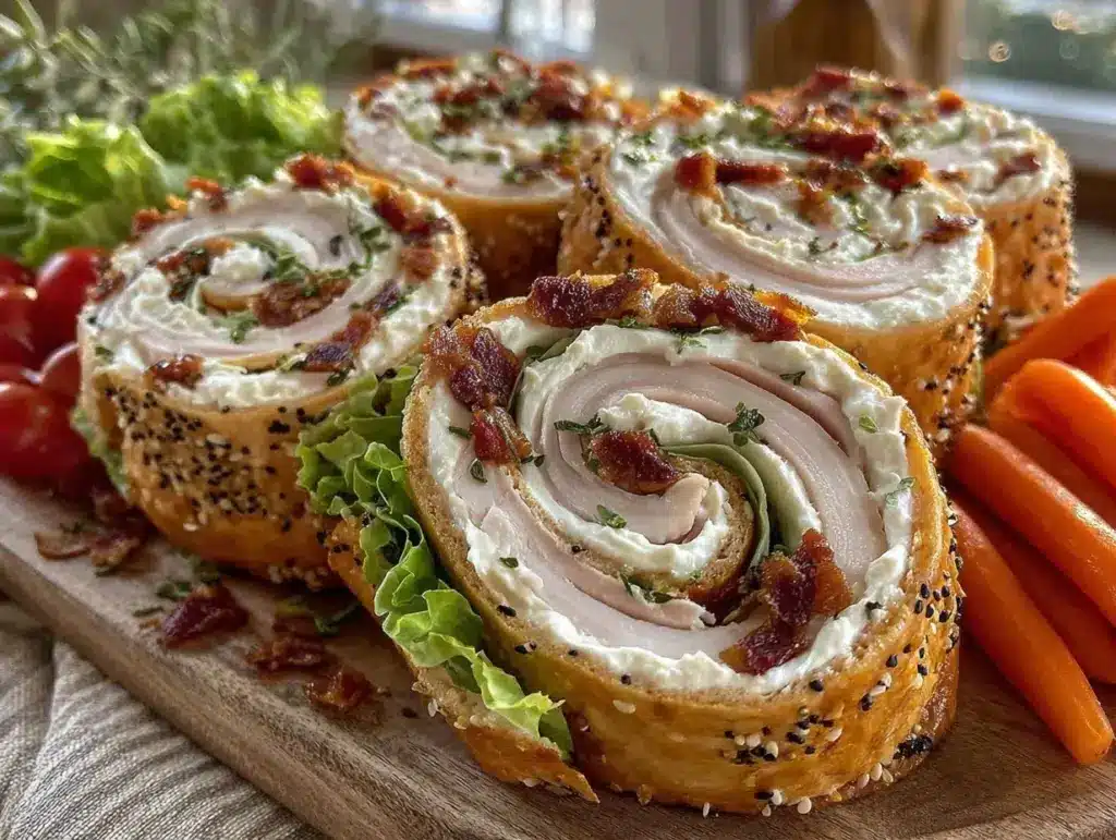 everything bagel cream cheese turkey pinwheel wraps - featured image