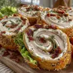 everything bagel cream cheese turkey pinwheel wraps - featured image