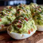 football-shaped guacamole deviled eggs - featured image