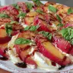 fresh healthy peach caprese salad - featured image
