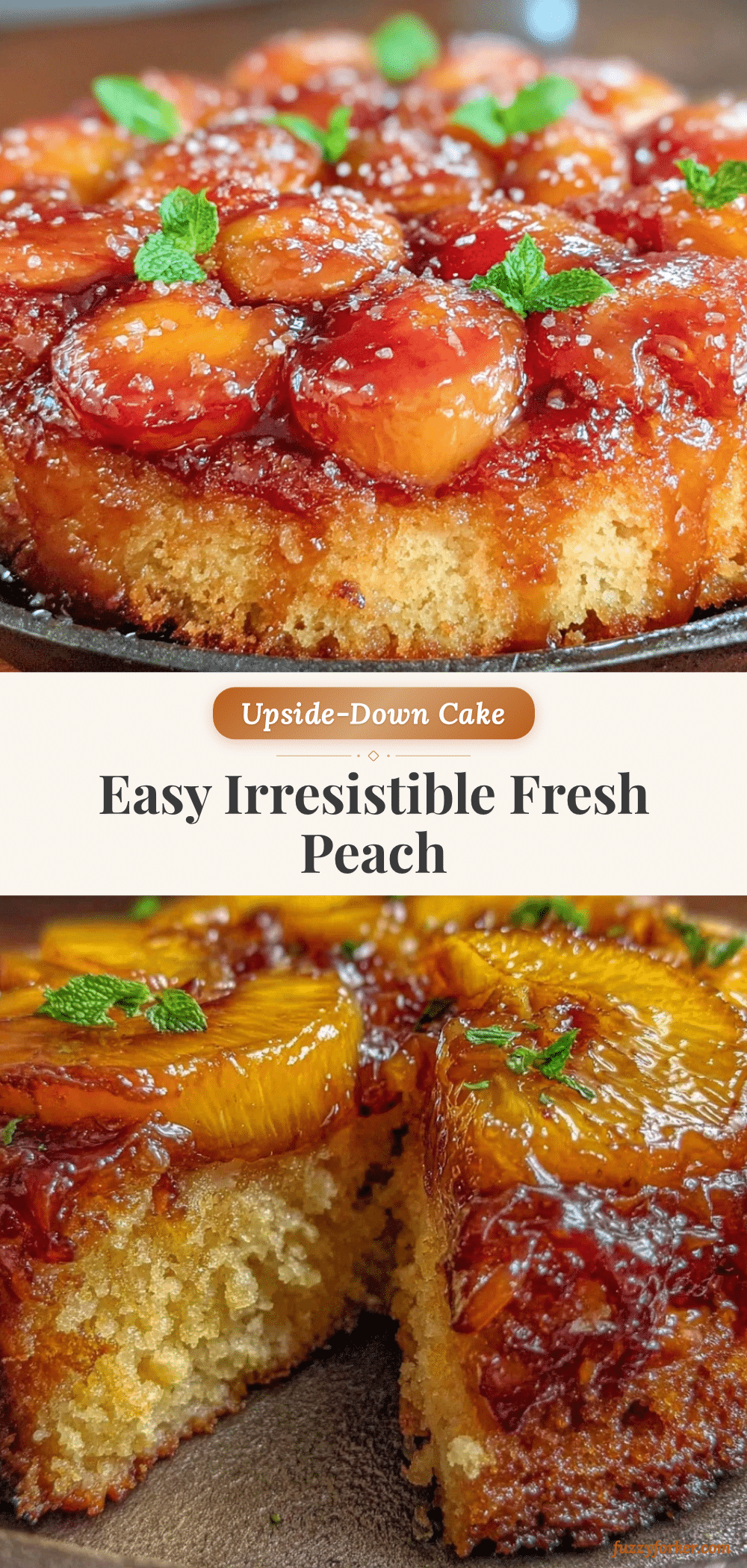 fresh peach upside-down skillet cake recipe