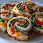 fresh turkey and cream cheese rainbow roll-ups - featured image