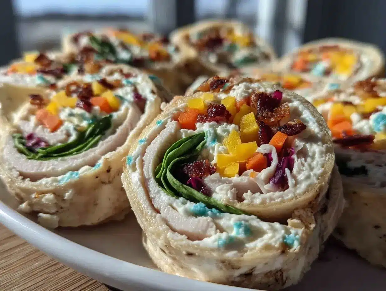 fresh turkey and cream cheese rainbow roll-ups preparation steps