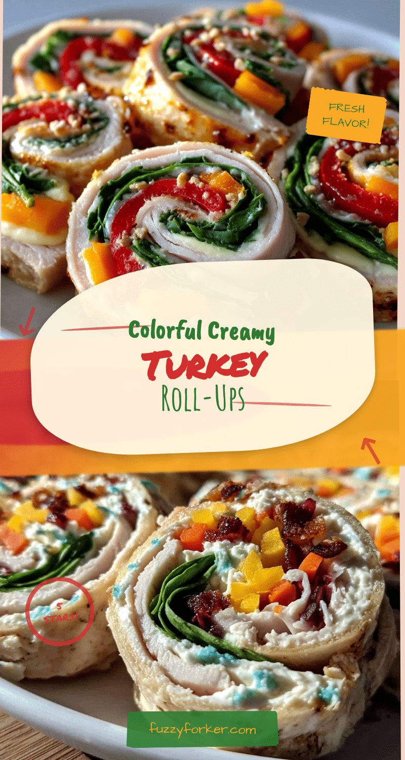 fresh turkey and cream cheese rainbow roll-ups recipe