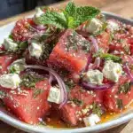 fresh watermelon feta mint salad - featured image