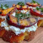 grilled peach bruschetta - featured image