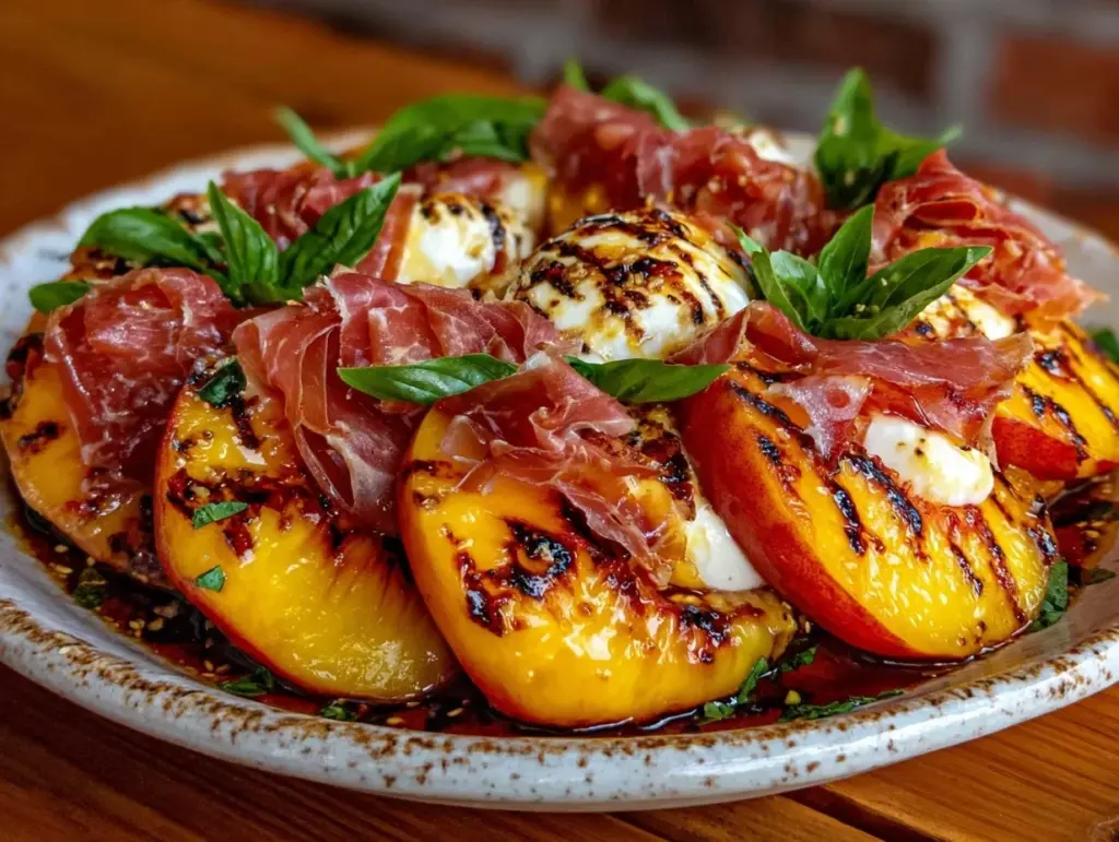grilled peach caprese salad - featured image