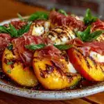 grilled peach caprese salad - featured image