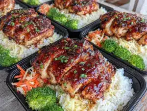 high-protein teriyaki chicken meal prep - featured image