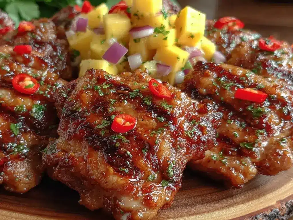 honey sriracha grilled chicken thighs - featured image