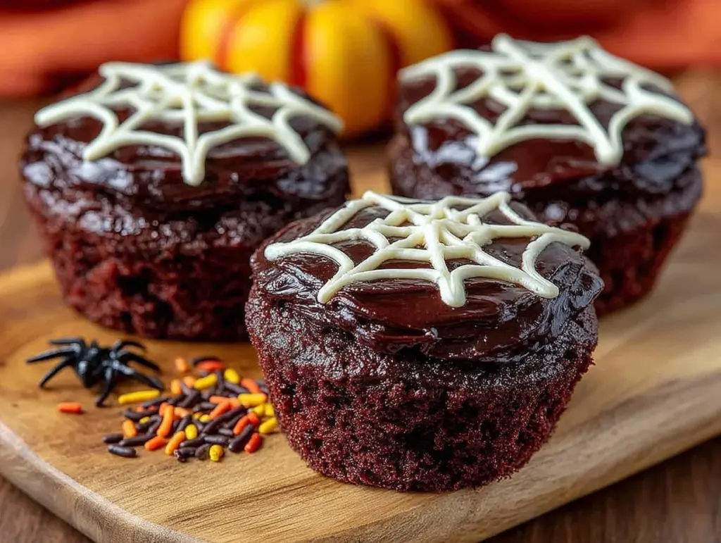 midnight black velvet halloween cupcakes - featured image