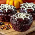 midnight black velvet halloween cupcakes - featured image