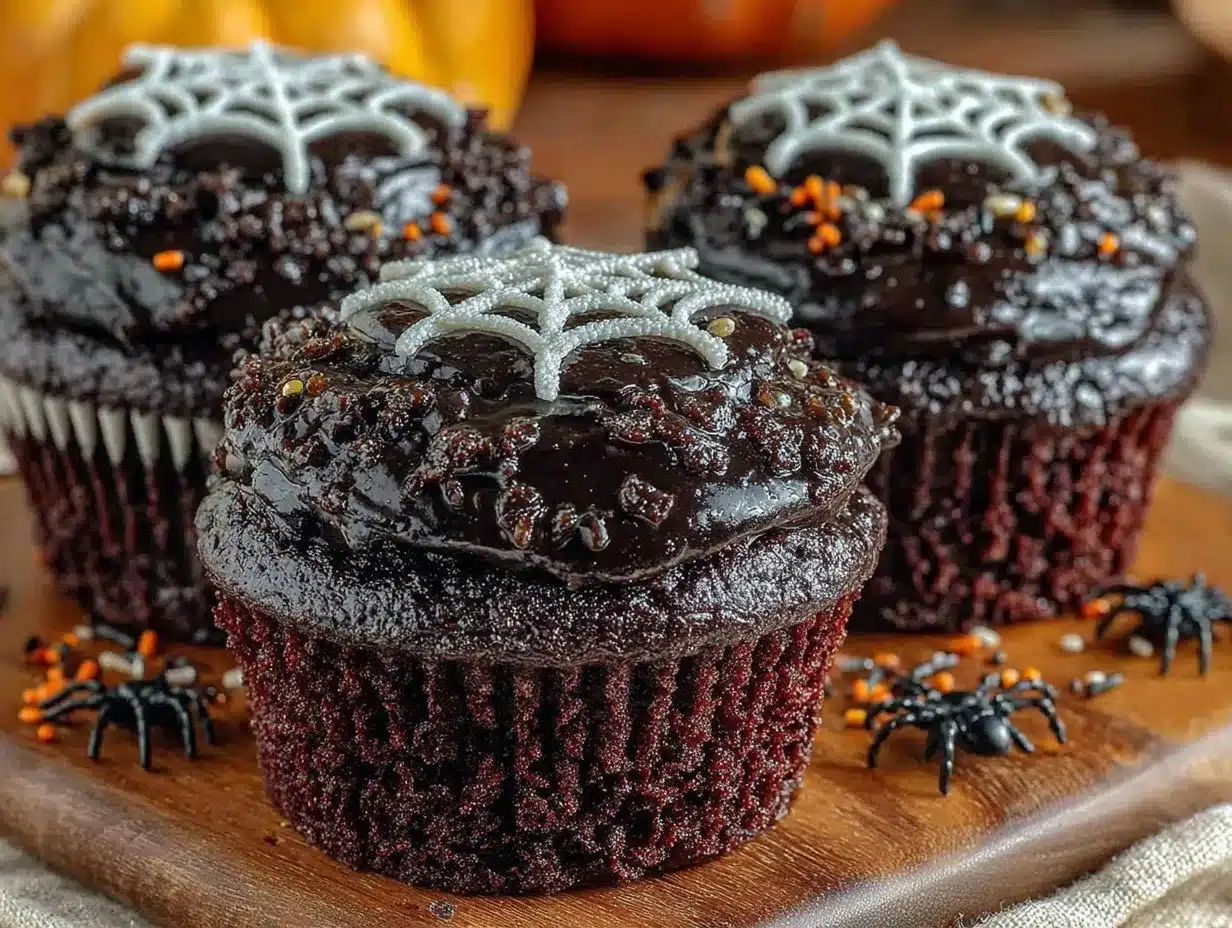 midnight black velvet halloween cupcakes preparation steps