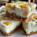 no bake peach cheesecake bars - featured image