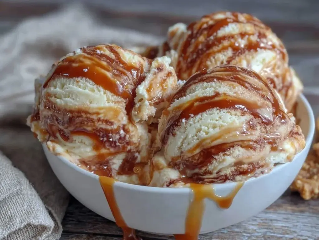 no churn salted caramel swirl ice cream - featured image