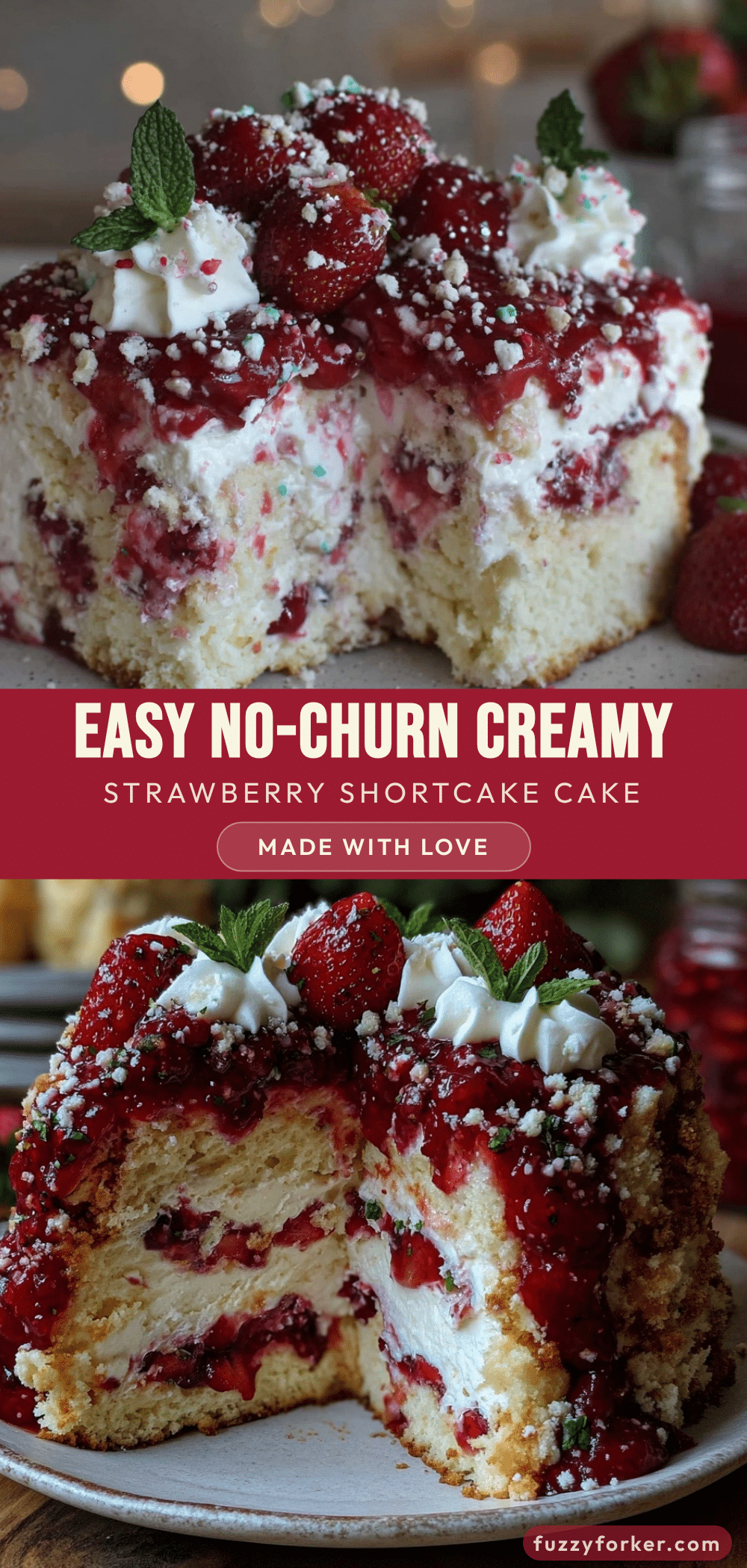 no-churn strawberry shortcake ice cream cake recipe