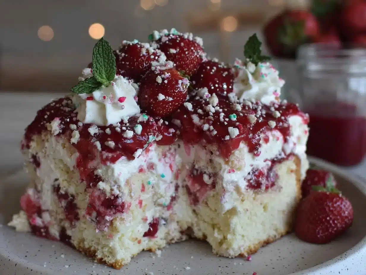 no-churn strawberry shortcake ice cream cake - featured image