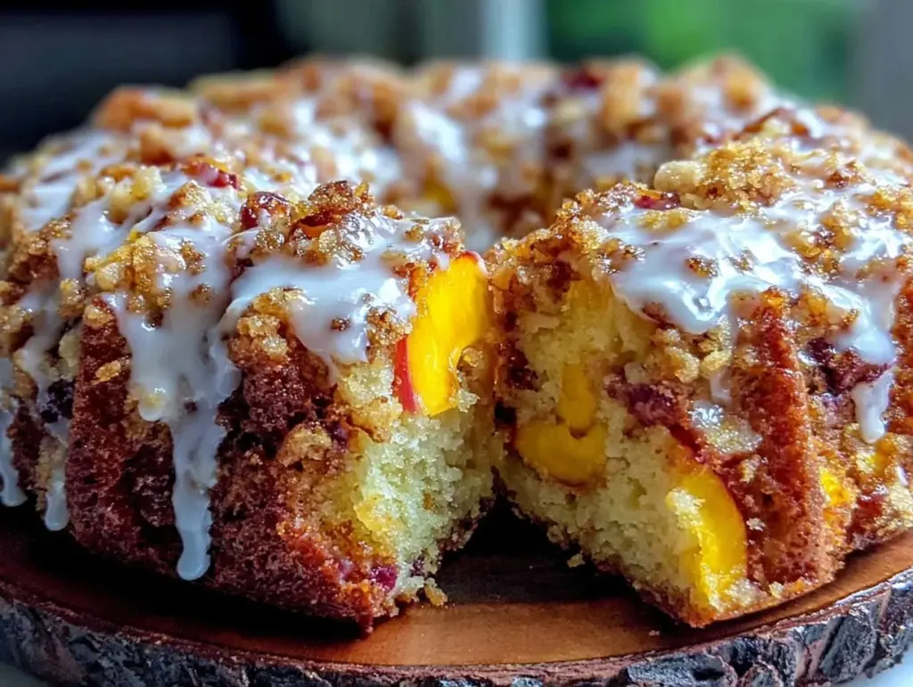peach streusel coffee cake - featured image