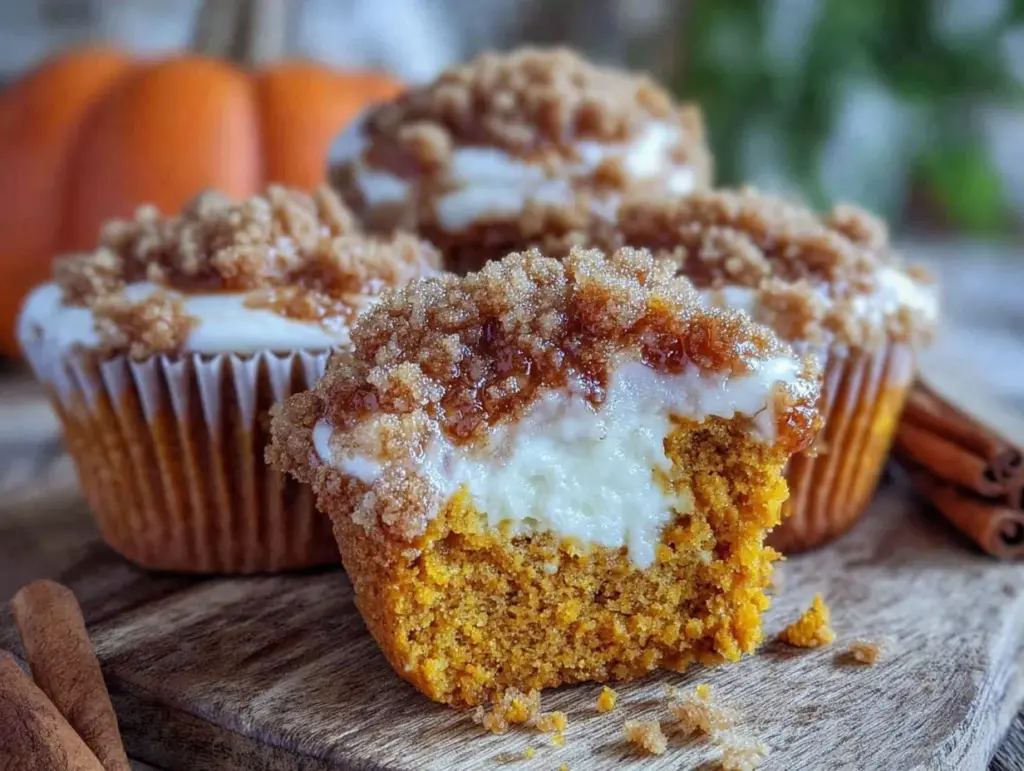 pumpkin cream cheese swirl muffins - featured image