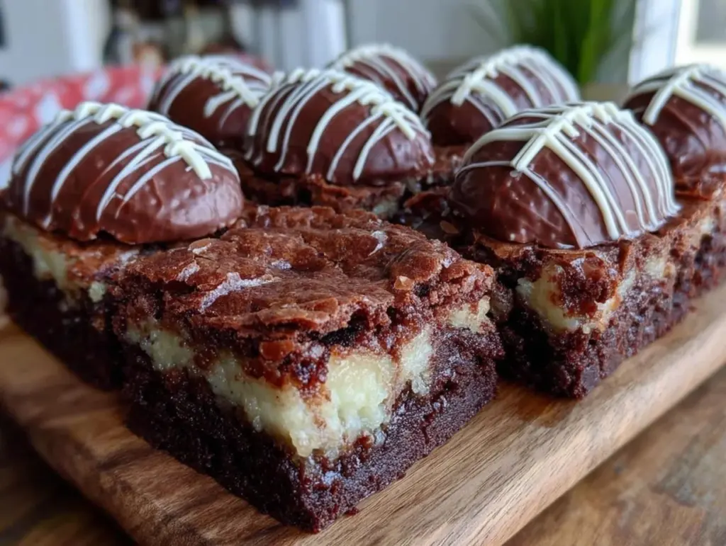 Reeses Peanut Butter Football Brownies - featured image
