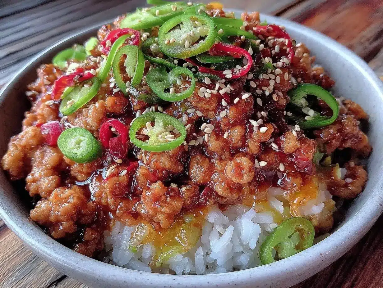 sesame ginger ground turkey rice bowl preparation steps