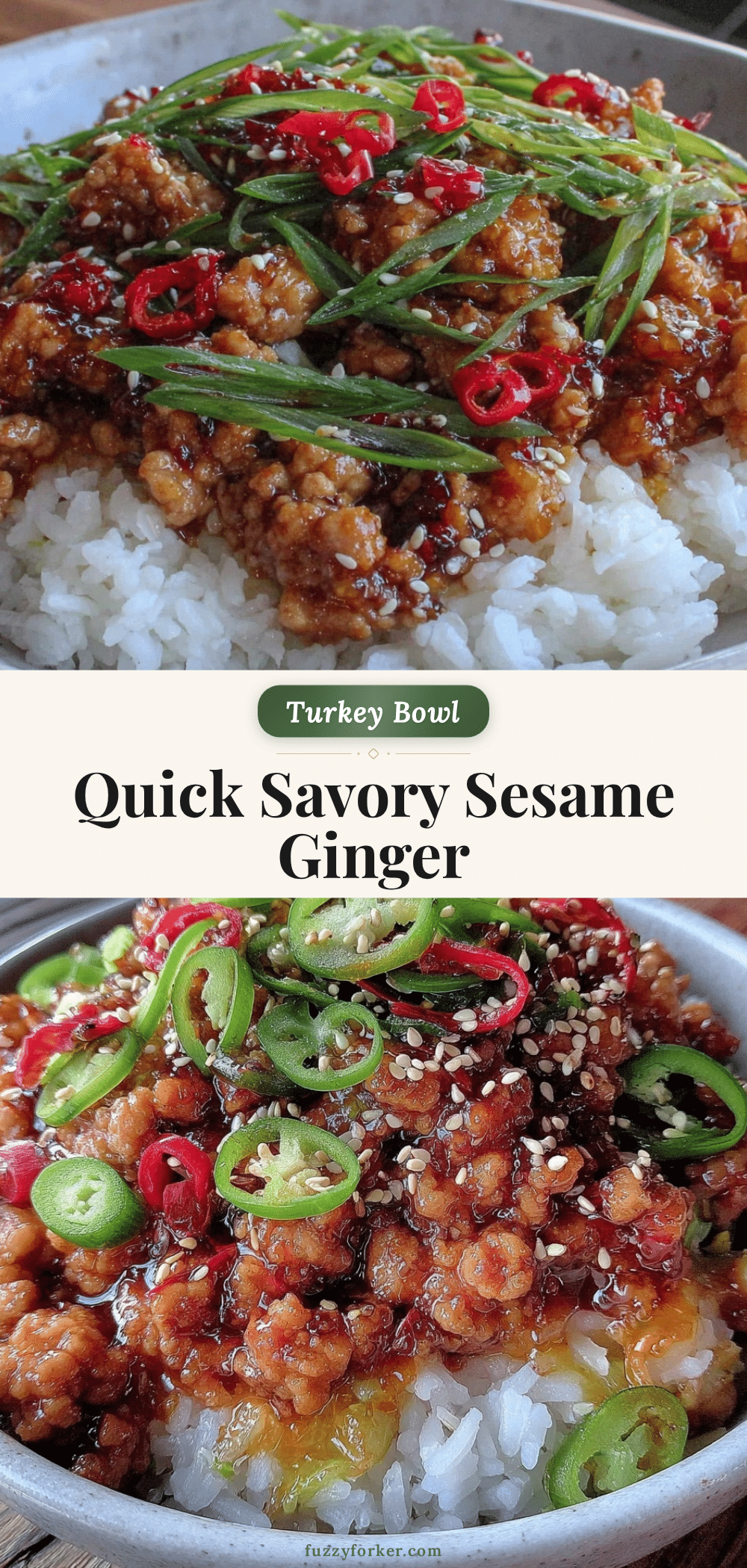 sesame ginger ground turkey rice bowl recipe