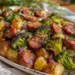 sheet pan kielbasa and potato hash - featured image