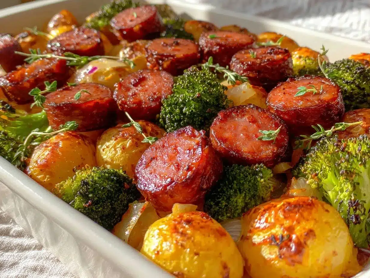 sheet pan kielbasa and potato hash preparation steps
