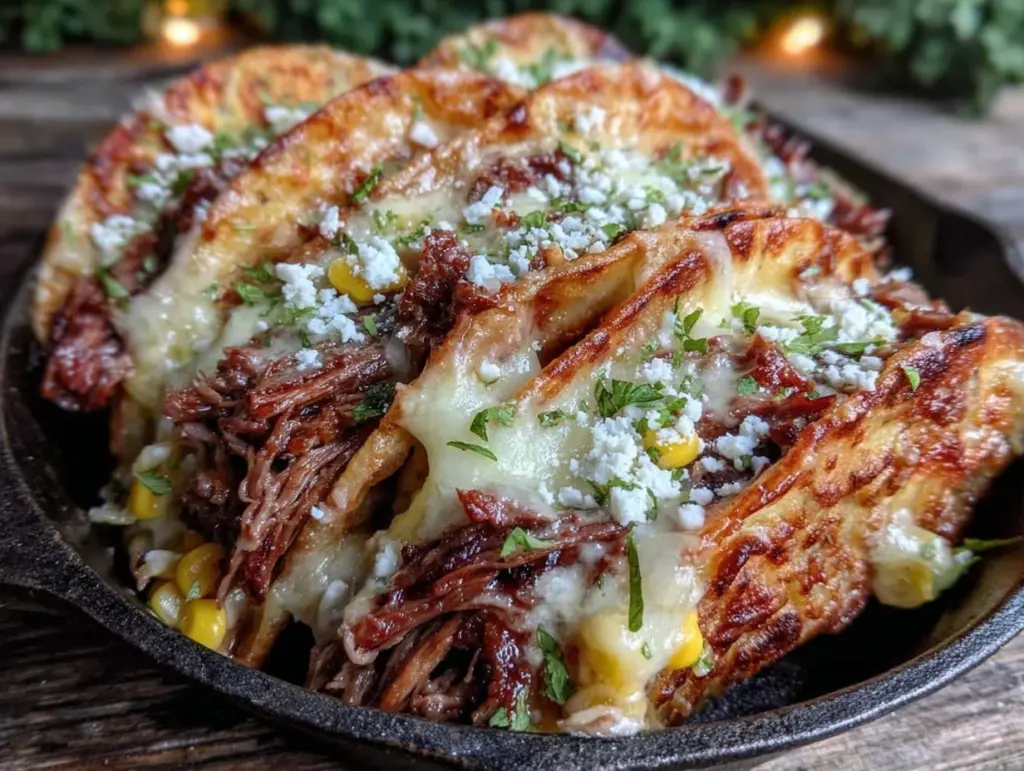 skillet cheesy mexican street corn beef tacos - featured image