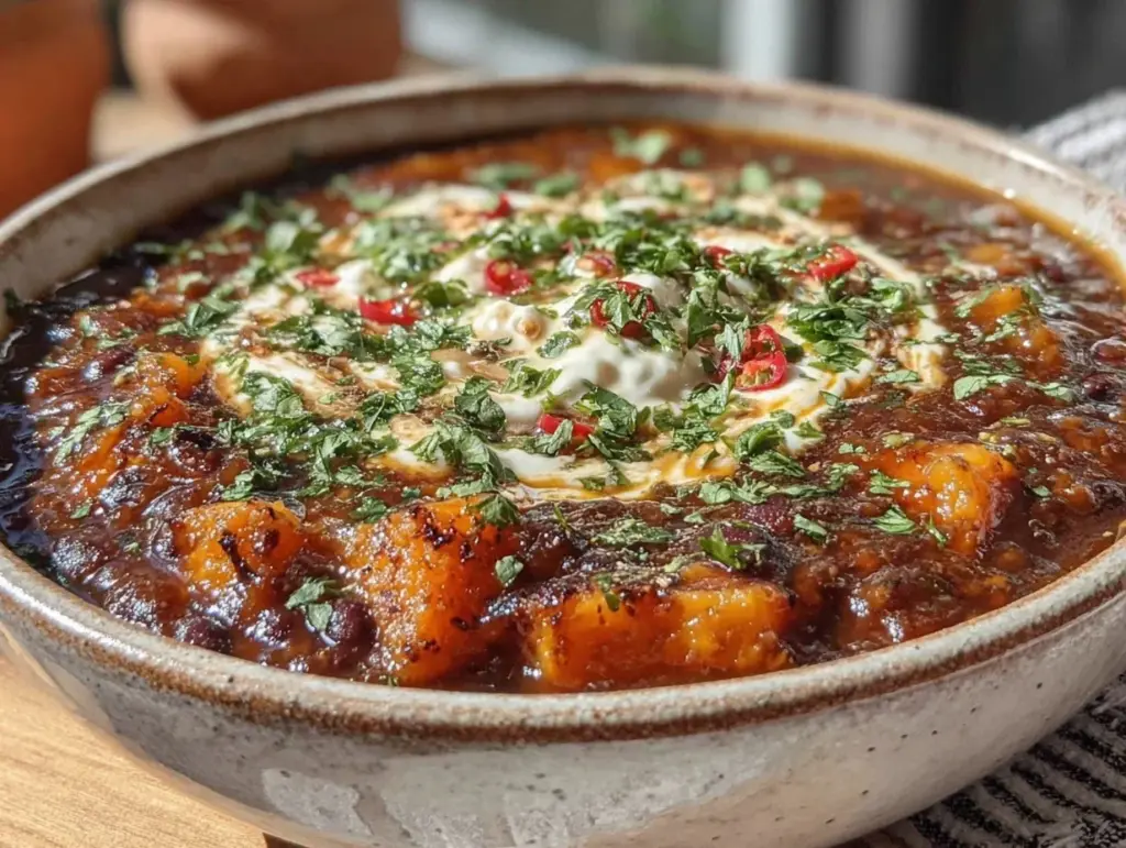 smoky chipotle black bean and sweet potato soup - featured image