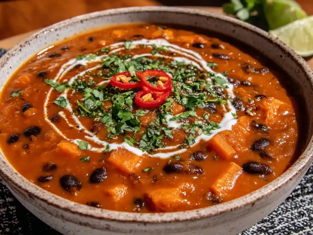 smoky chipotle black bean and sweet potato soup preparation steps