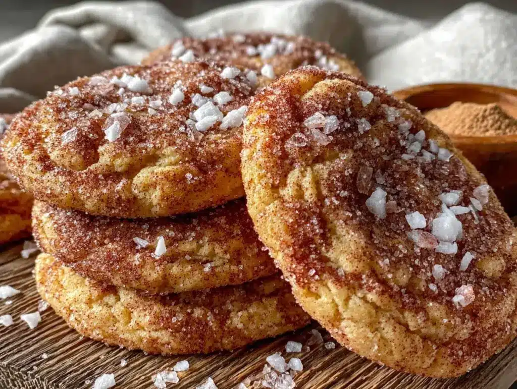 soft snickerdoodle cookies with sea salt flakes - featured image