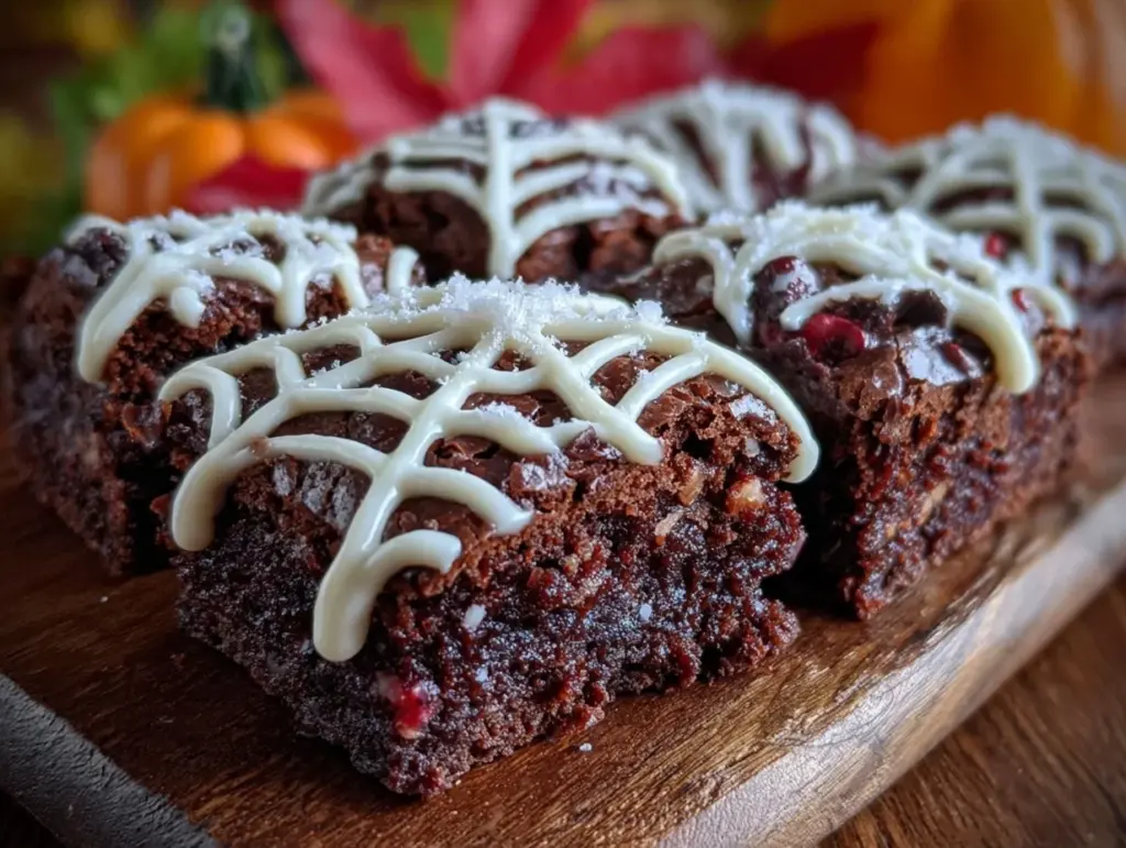 spooky spider web brownies - featured image