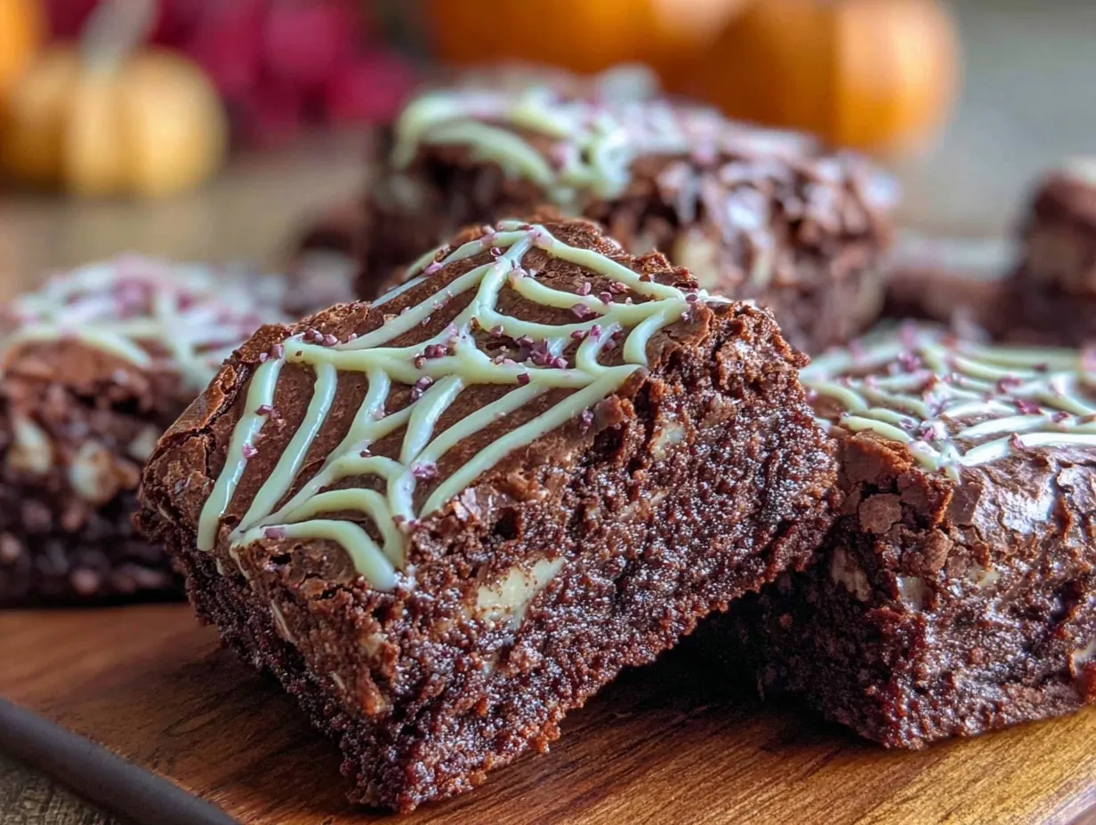 spooky spider web brownies preparation steps